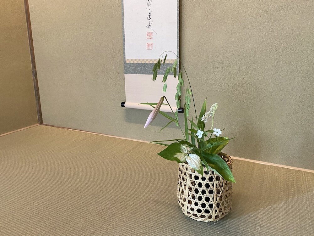 夏ならではのお点前、平茶碗で絞り茶巾