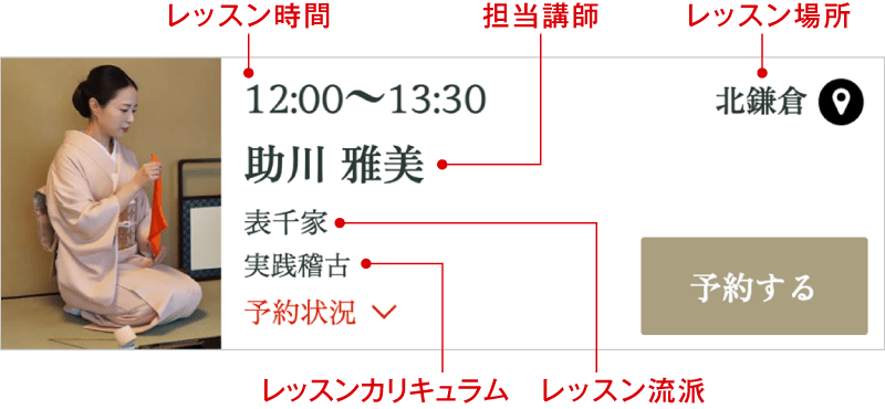 NOA茶道教室スケジュール表記説明